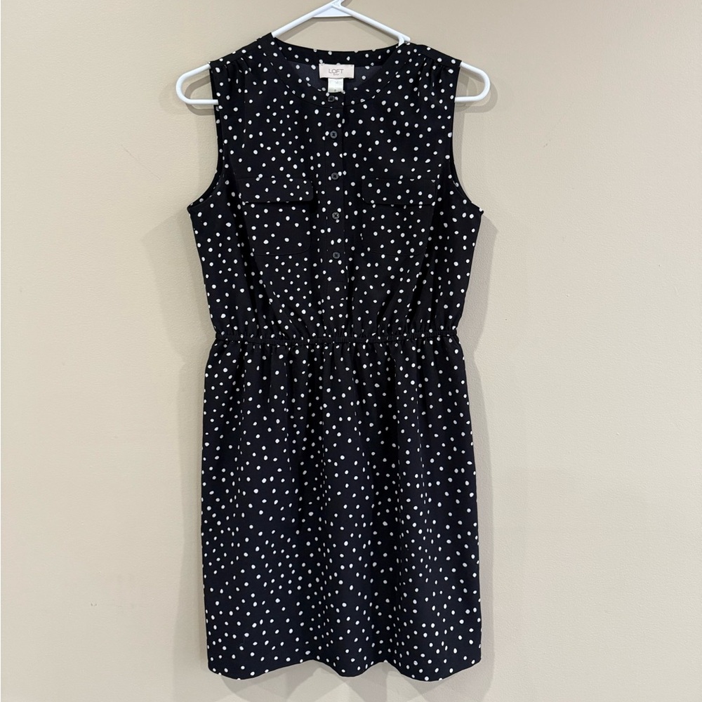 LOFT Black and White Polka Dot Dress